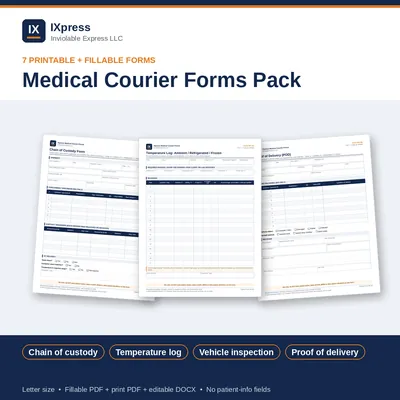 Cover of Medical Courier Forms Pack
